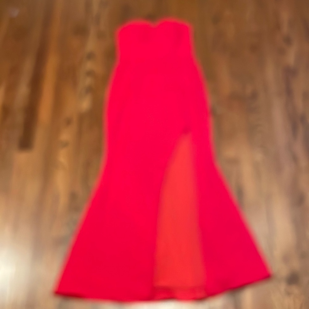 Long red gown with front slit size 8